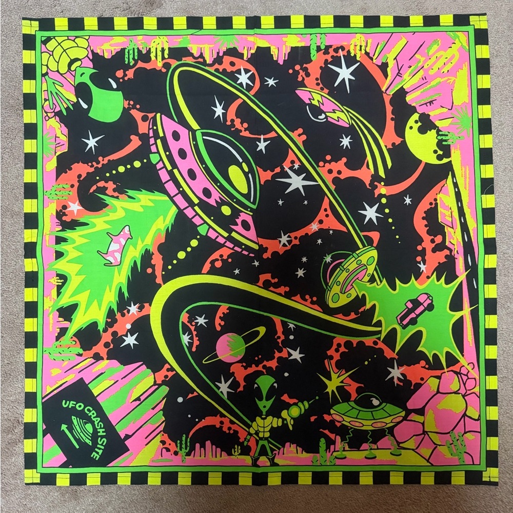 Lush UFO Crash Site Bandana - Neon Green and Pink